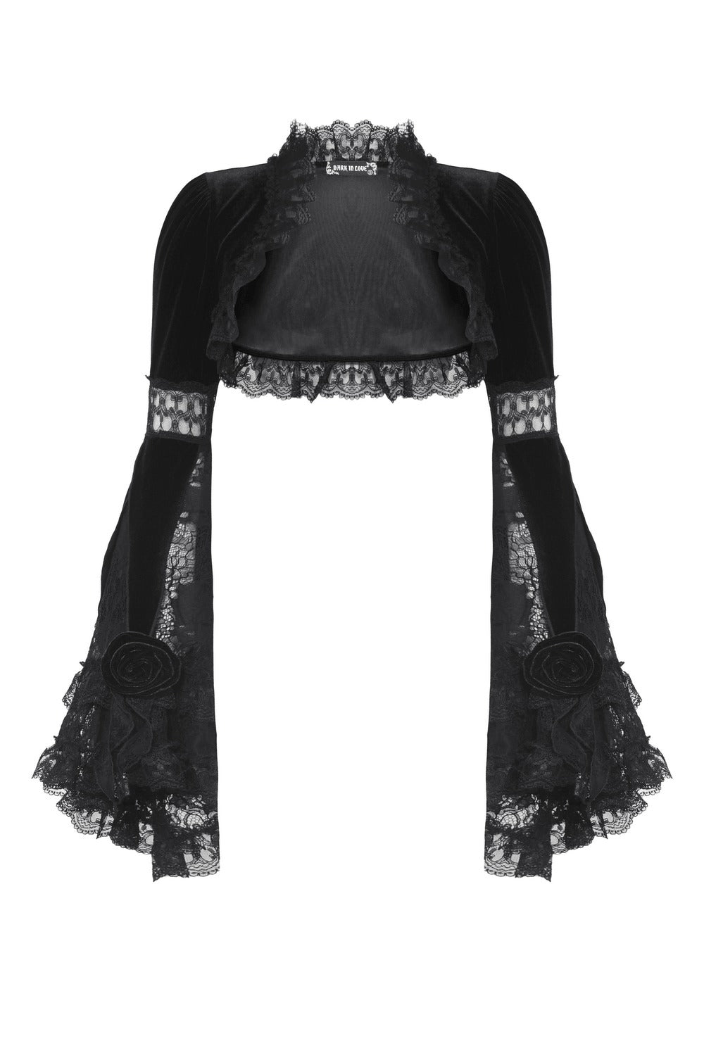 high collar ruffled lace cropped coat