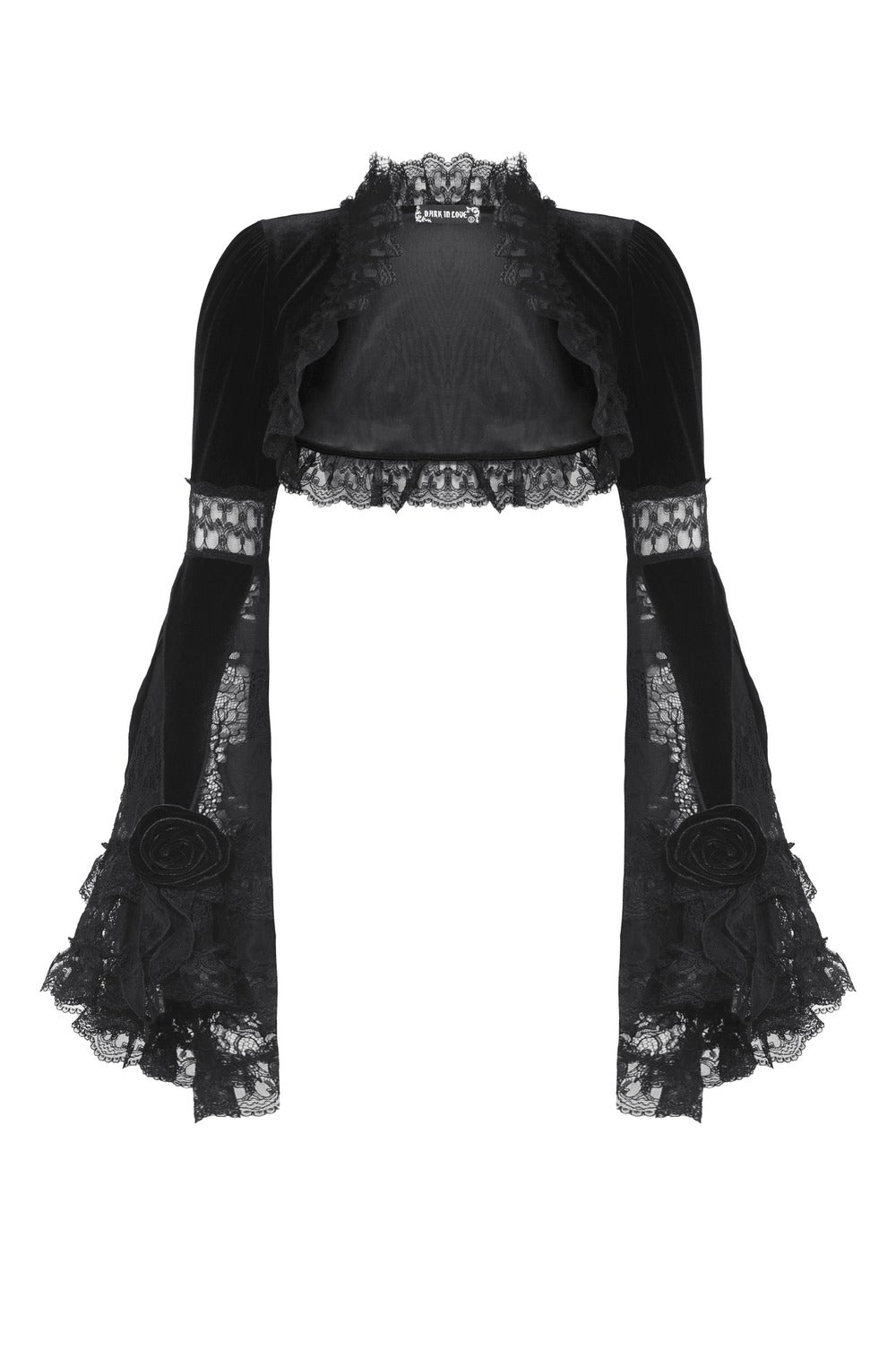 high collar ruffled lace cropped coat