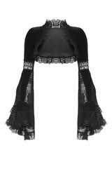 high collar ruffled lace cropped coat