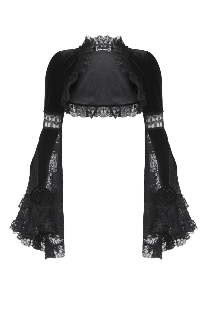 high collar ruffled lace cropped coat