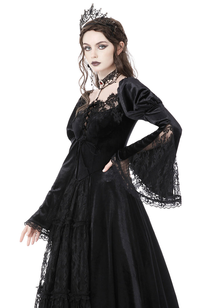 womens romantic black velvet maxi dress