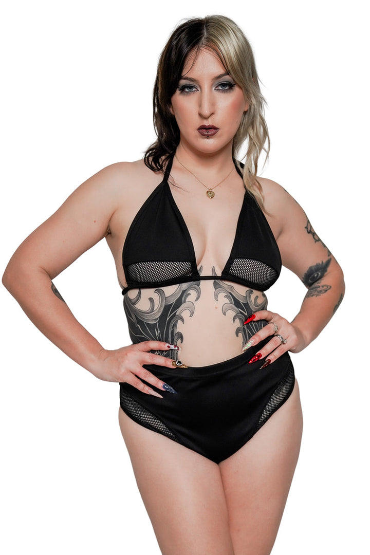 fishnet gothic swimsuit