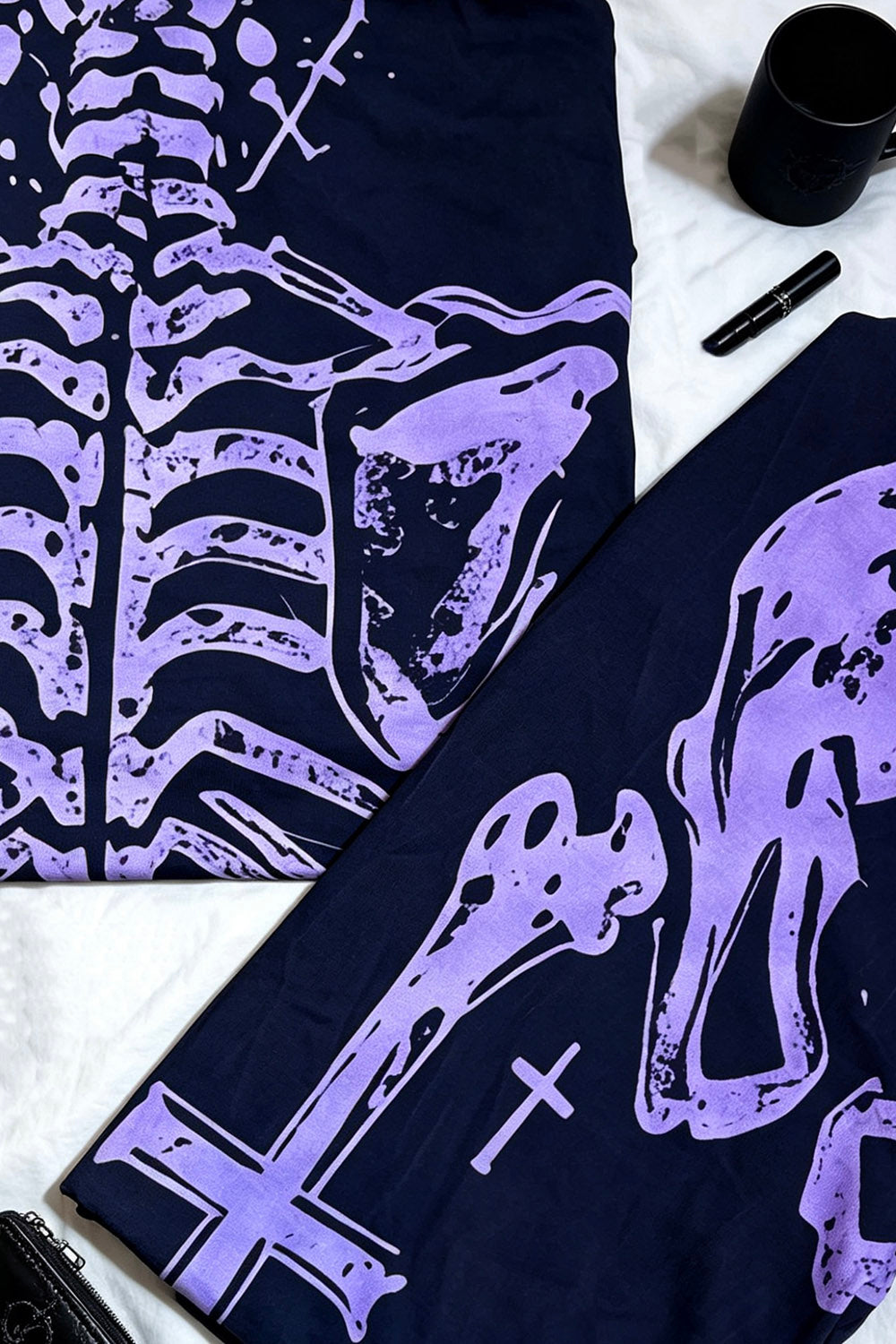 printed skeleton sleepwear set