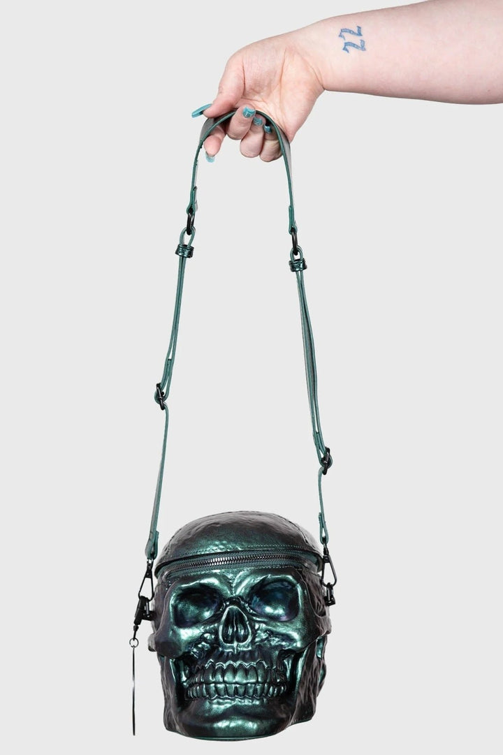 Grave Digger Skull Handbag [GREEN OIL SLICK] - bags & wallets - VampireFreaks - Killstar