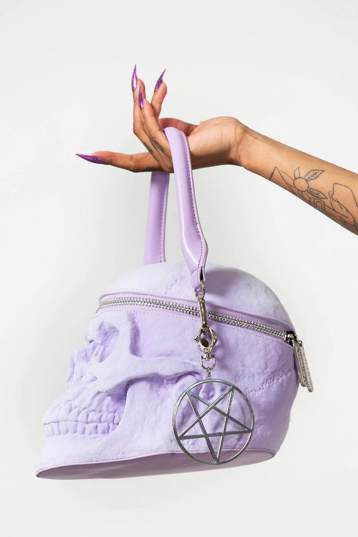 Grave Digger Skull Handbag [LILAC] - bags & wallets - VampireFreaks - Killstar