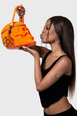 Grave Digger Skull Handbag [ORANGE VELVET] - bags & wallets - VampireFreaks - Killstar