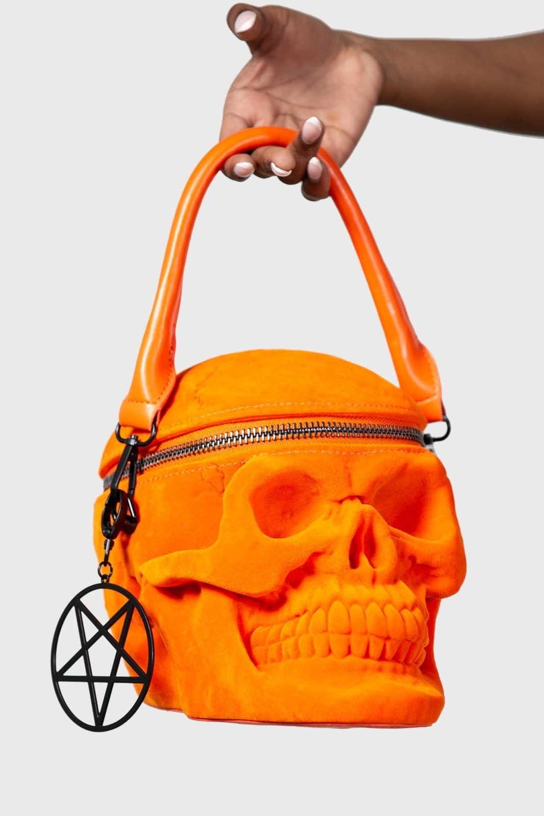 Grave Digger Skull Handbag [ORANGE VELVET] - bags & wallets - VampireFreaks - Killstar