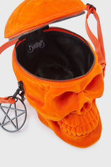 Grave Digger Skull Handbag [ORANGE VELVET] - bags & wallets - VampireFreaks - Killstar