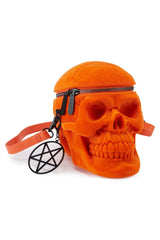 Grave Digger Skull Handbag [ORANGE VELVET] - bags & wallets - VampireFreaks - Killstar