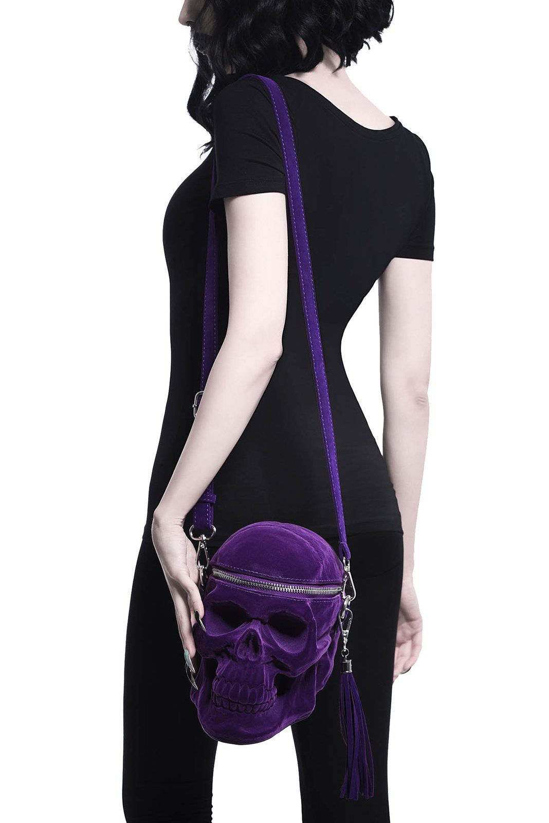 Grave Digger Skull Handbag [Plum Purple] - bags & wallets - VampireFreaks - Killstar