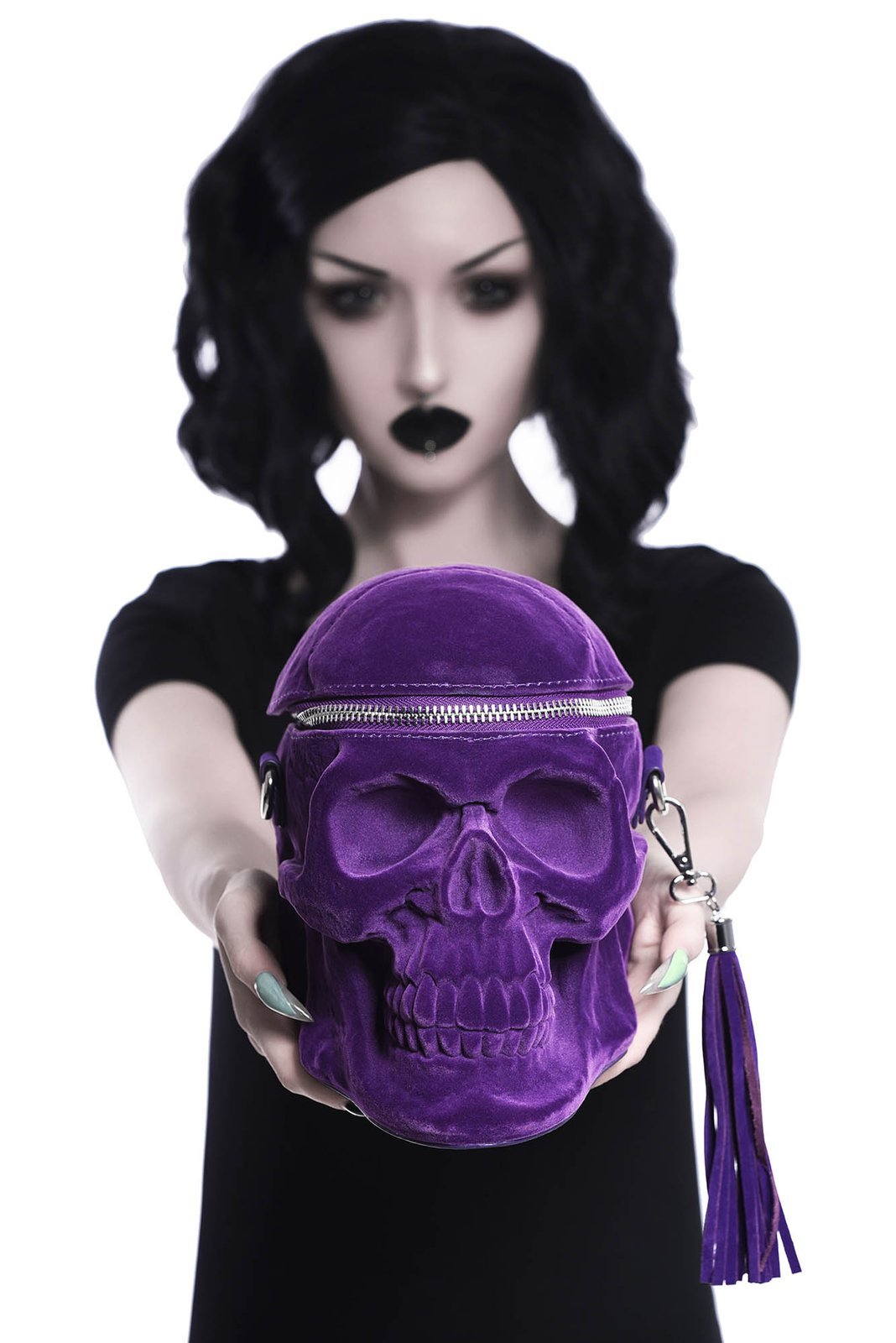 Grave Digger Skull Handbag [Plum Purple] - bags & wallets - VampireFreaks - Killstar