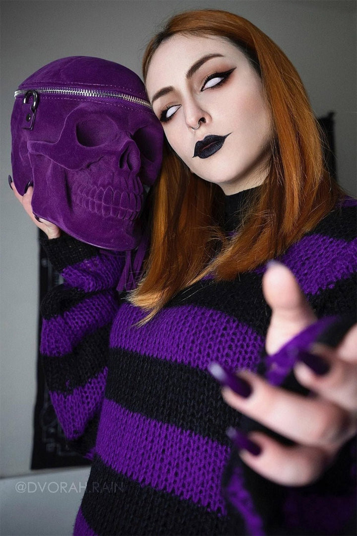 Grave Digger Skull Handbag [Plum Purple] - bags & wallets - VampireFreaks - Killstar