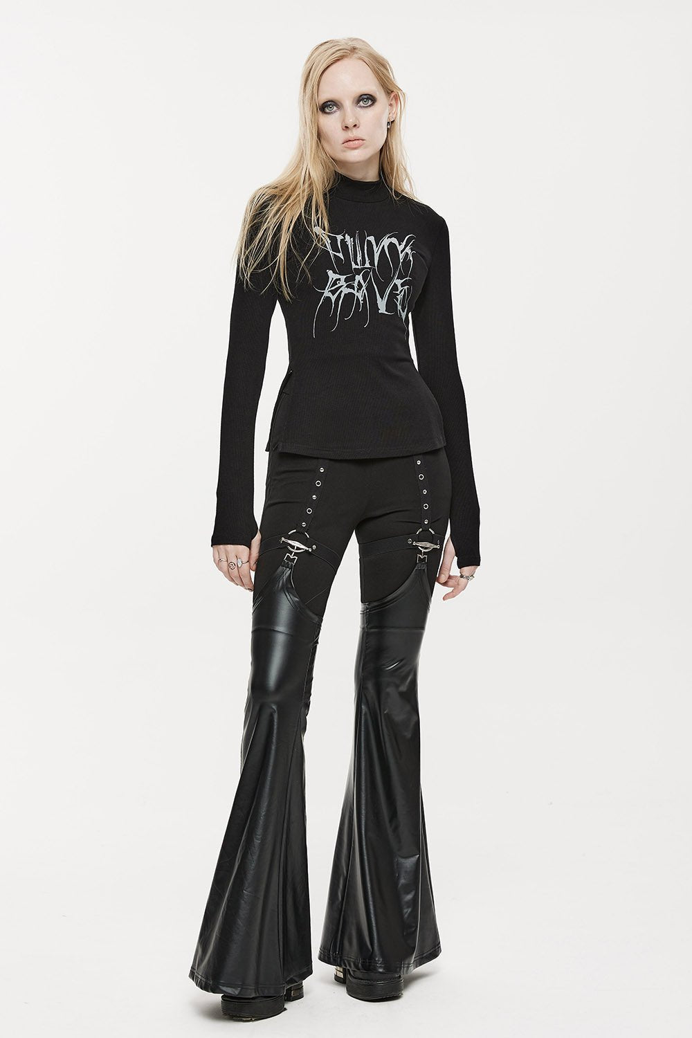 Grave Rave Leggings [Detachable Flares] - womens bottoms - VampireFreaks - Punk Rave