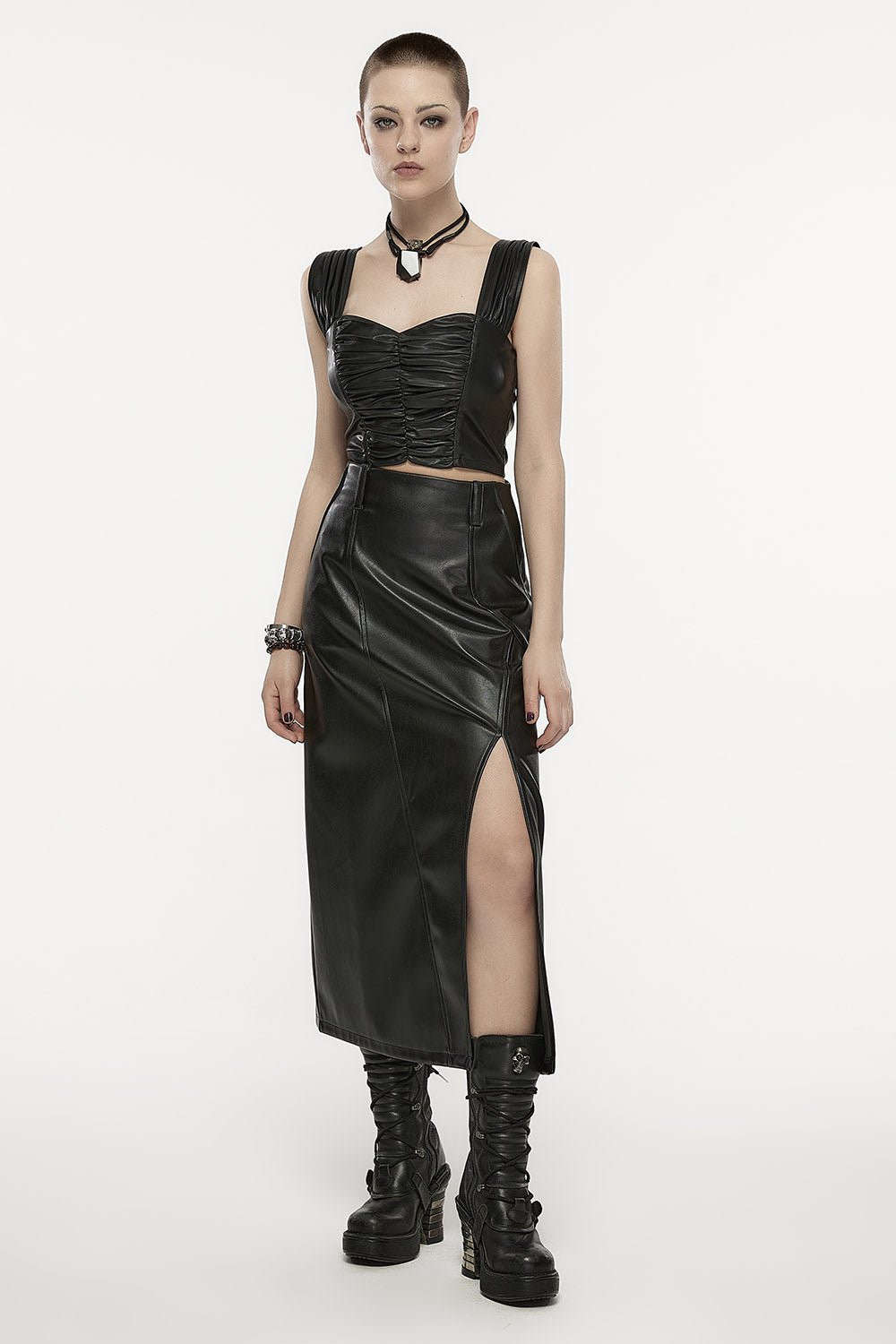 Gravelands Leather Maxi Skirt - skirts - VampireFreaks - Punk Rave