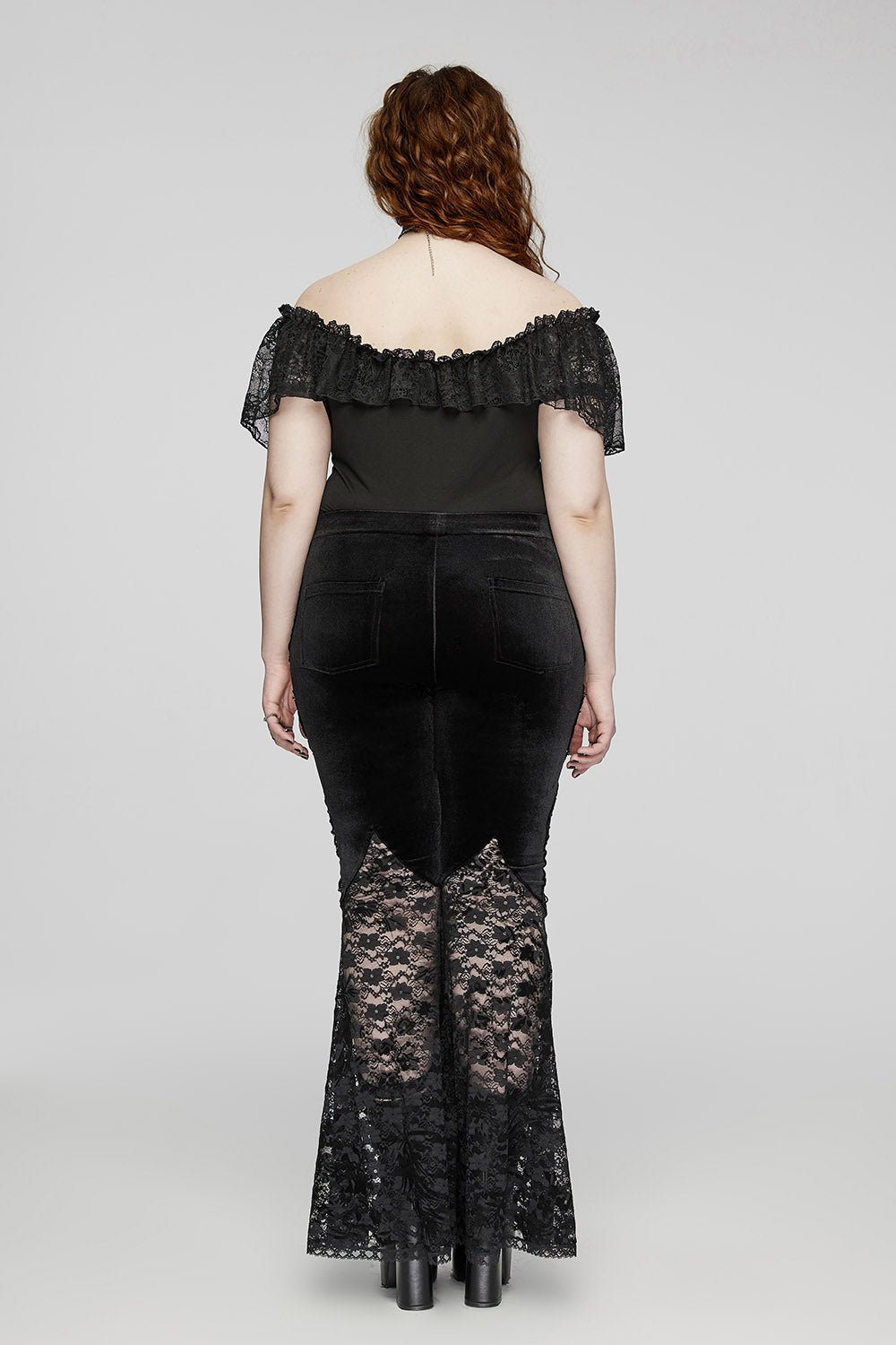 Graven Rose Velvet Lace Flares [Plus Size] - womens bottoms - VampireFreaks - Punk Rave