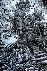 spooky cute ghost and haunted house shirt