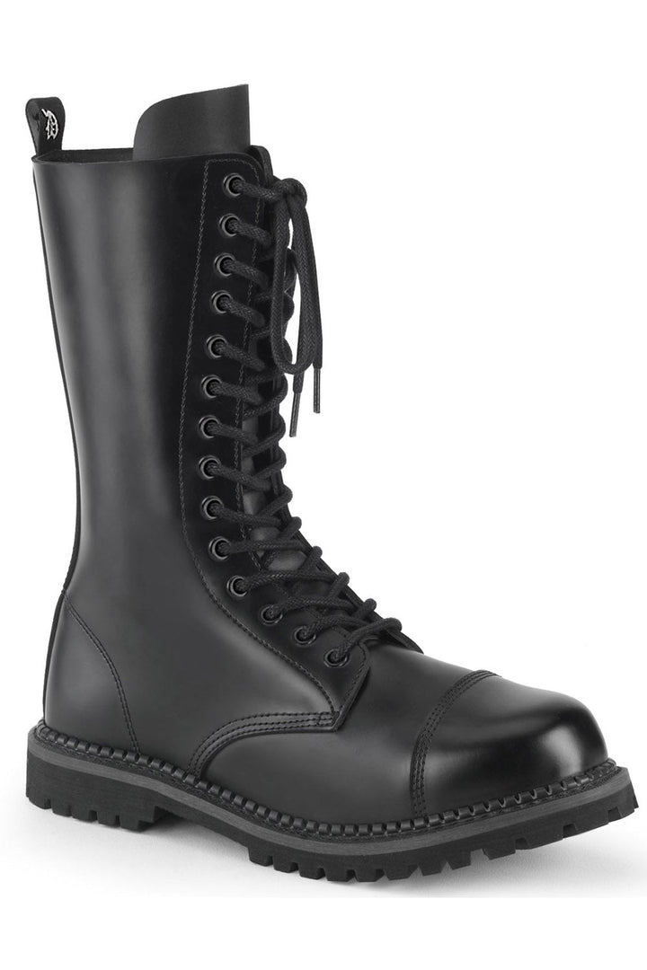 Graveyard Dirt Steel Toe Leather Combat Boots [RIOT - 14 BLE] - mens shoes - VampireFreaks - Demonia