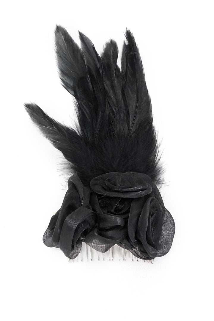 Graveyard Gardens Feather Hairpin - hats & scarves & headwear - VampireFreaks - Devil Fashion