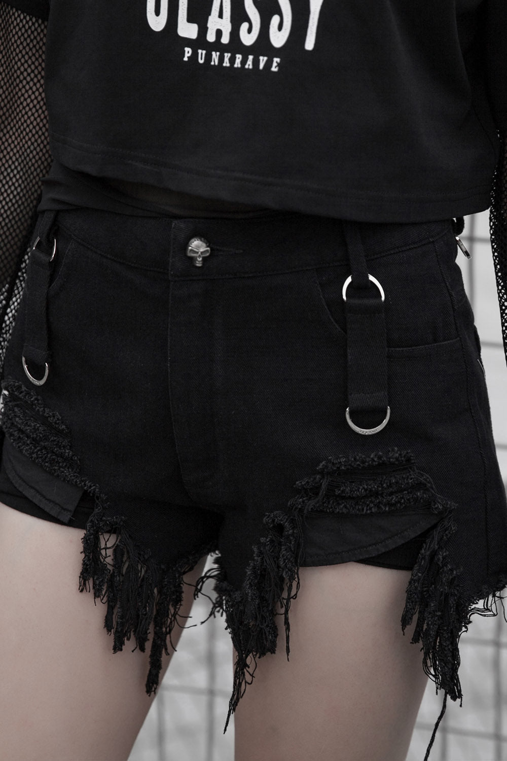 Graveyard Gates Suspender Shorts - womens bottoms - VampireFreaks - Punk Rave