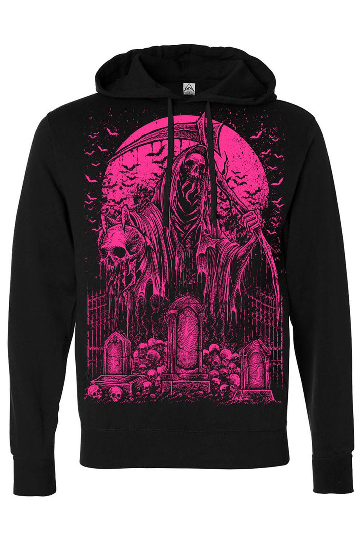 Graveyard Grim Reaper Hoodie [PINK] - mens outerwear - VampireFreaks - VampireFreaks