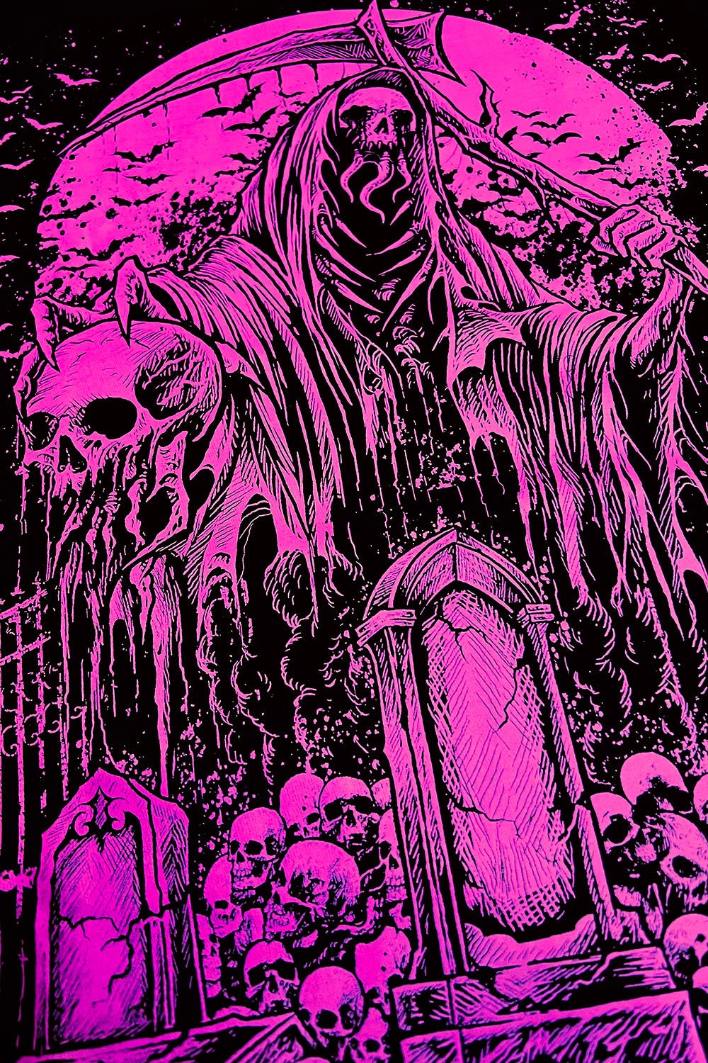 Graveyard Grim Reaper Hoodie [PINK] - mens outerwear - VampireFreaks - VampireFreaks