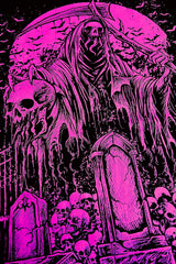 Graveyard Grim Reaper Hoodie [PINK] - mens outerwear - VampireFreaks - VampireFreaks