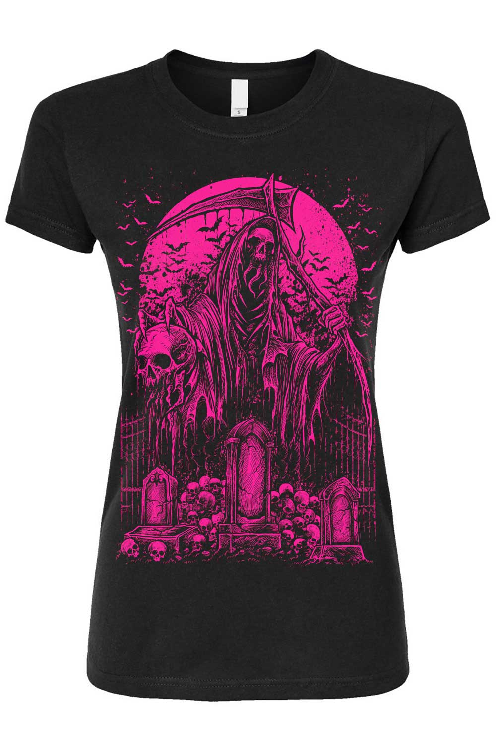 Graveyard Grim Reaper T-shirt [PINK]