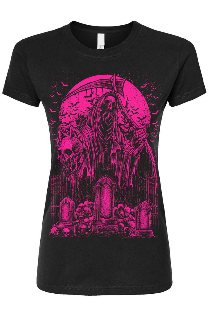Graveyard Grim Reaper T-shirt [PINK]