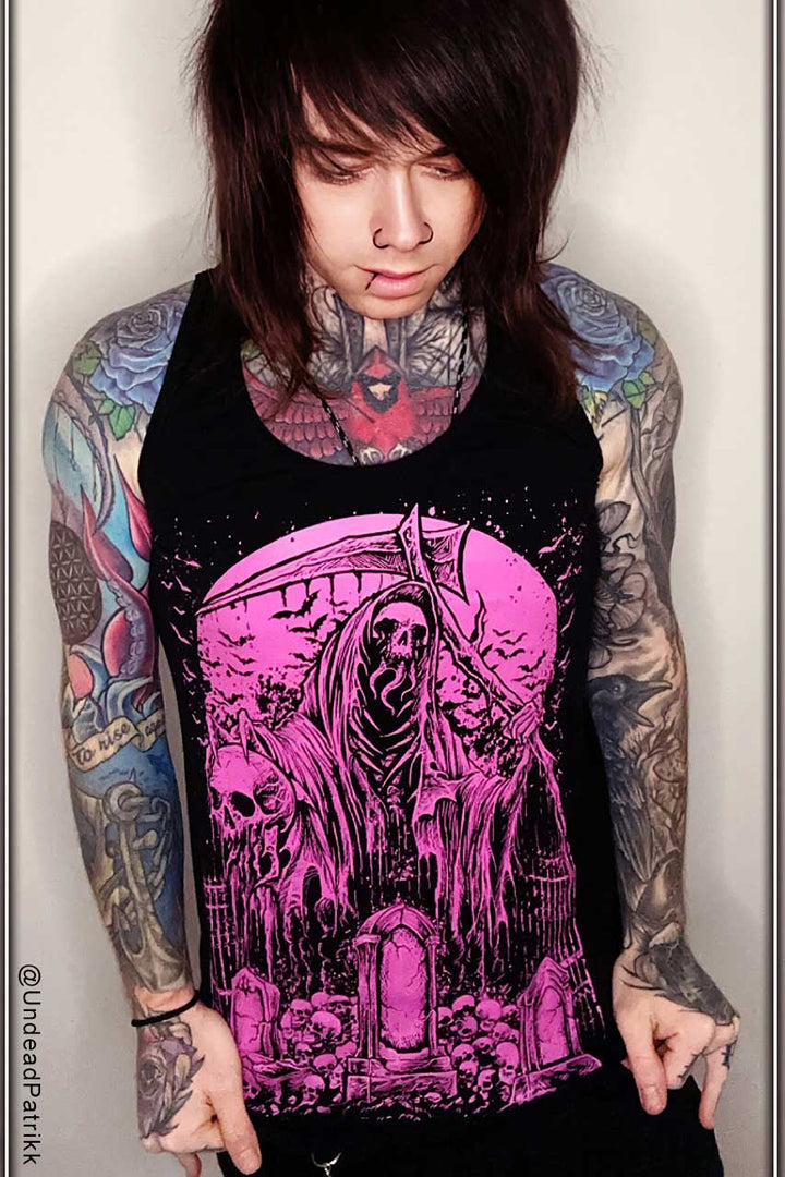 Graveyard Grim Reaper T-shirt [PINK] - graphic t-shirt - VampireFreaks - VampireFreaks