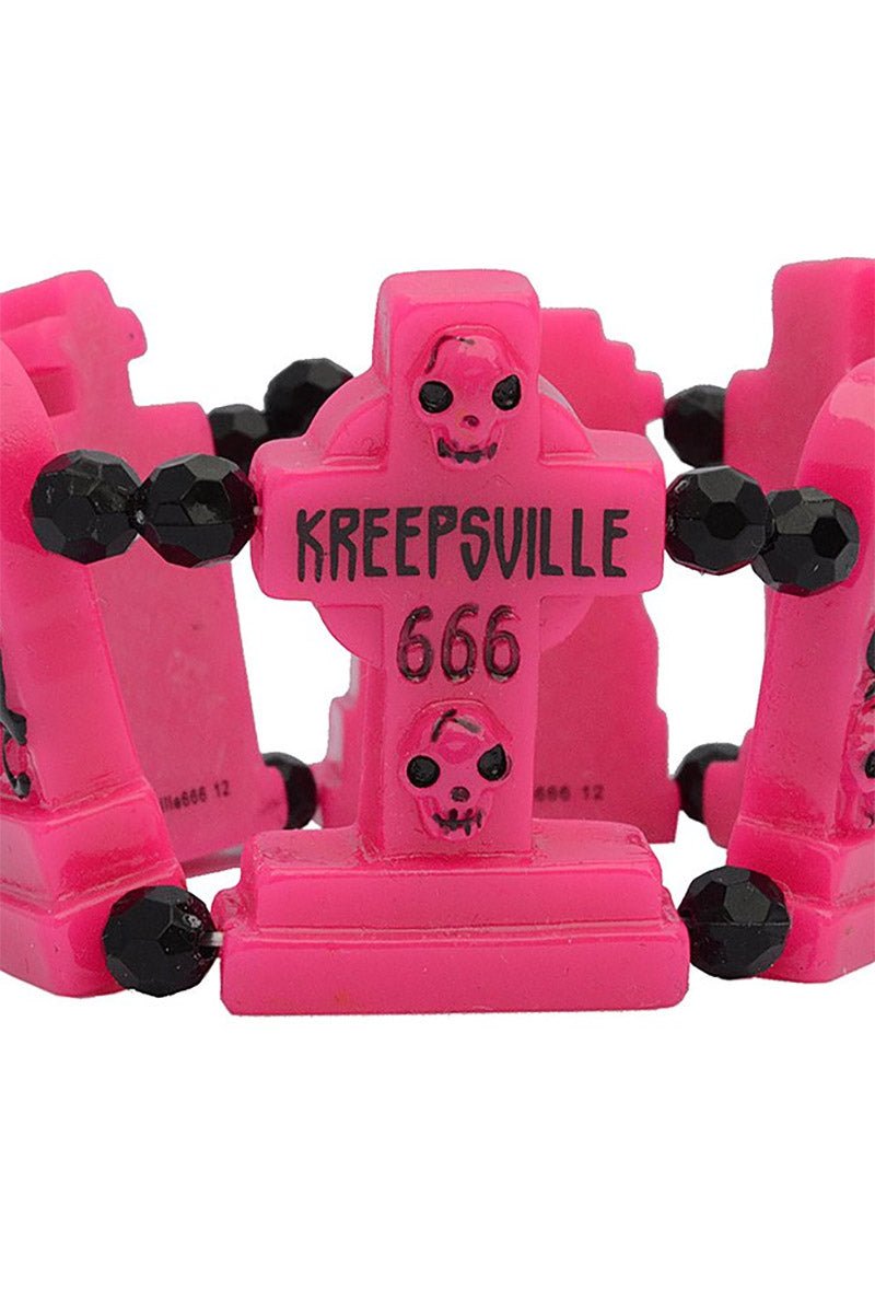 Graveyard Groupie Bracelet [Pink] - bracelets - VampireFreaks - Kreepsville