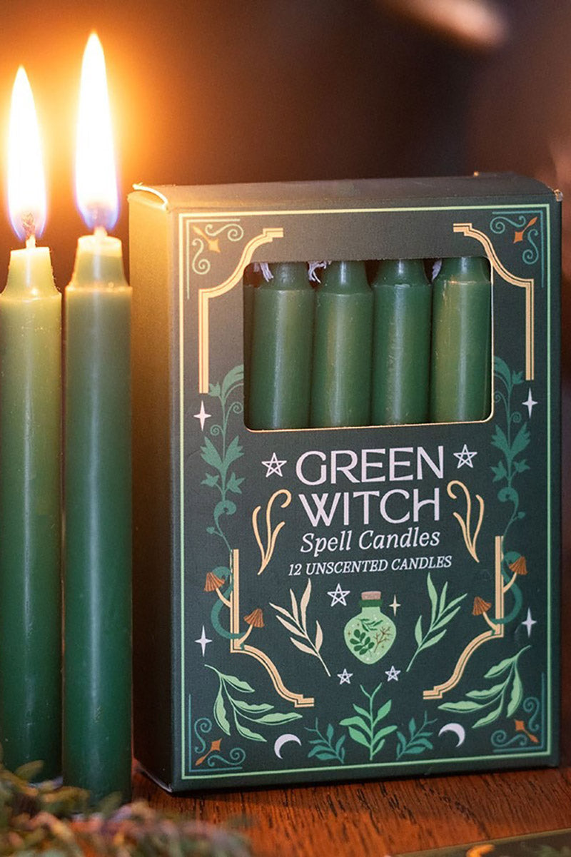 occult witchy green wax candles