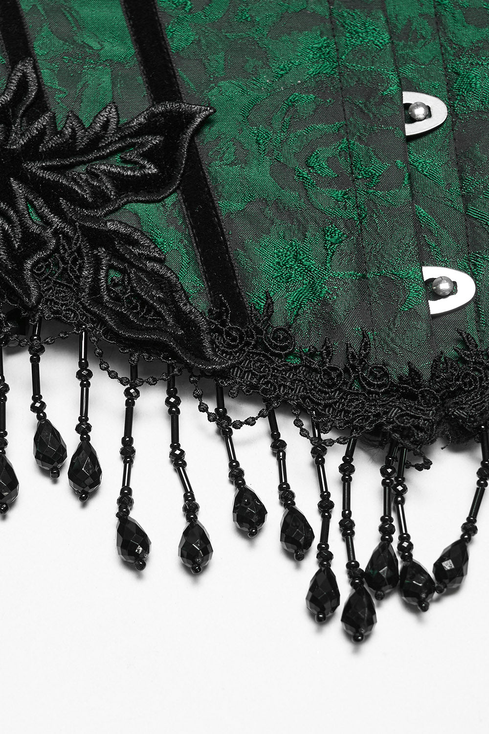 green underbust gothic tasseled corset