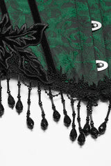 green underbust gothic tasseled corset