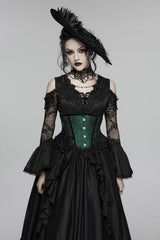 tasseled womens dark green corset