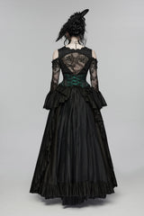 floral green underbust gothic tasseled corset