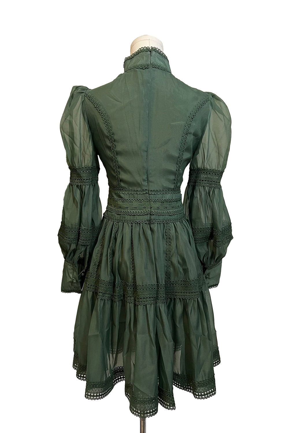 green puff sleeve victorian mini dress