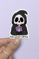 emo creepy cute coffee addict lover grim reaper sticker