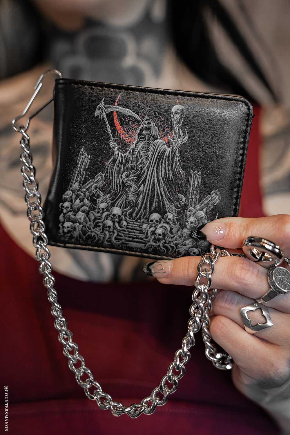 heavy metal graphic wallet with detachable chain