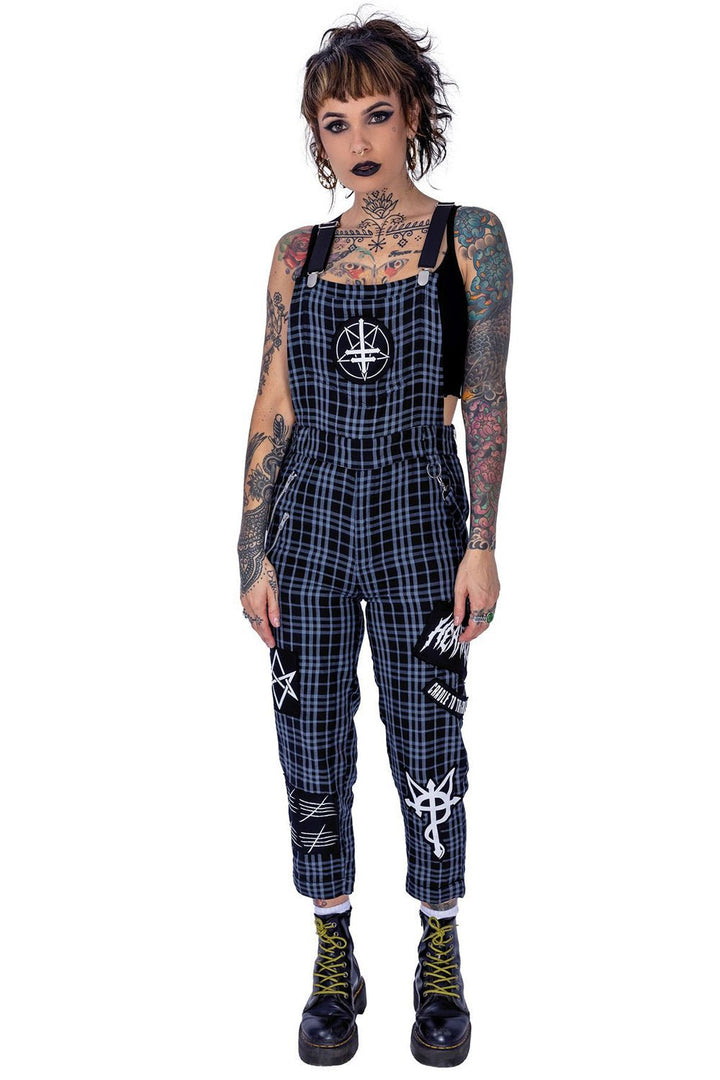 Grimoire Dungarees [Grey] - womens bottoms - VampireFreaks - Poizen Industries