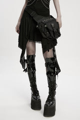 punk rave skull studded waist bag