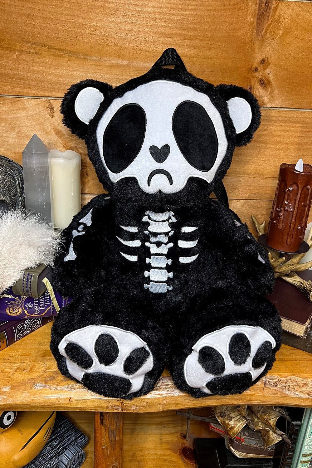 Grumpy Bones Bear Plush Backpack - bags & wallets - VampireFreaks - VampireFreaks