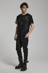 mens shredded punk short sleeve t-shirt