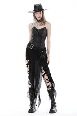 womens distressed punk low waist belt