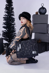 black and white large puff shoulder tote bag