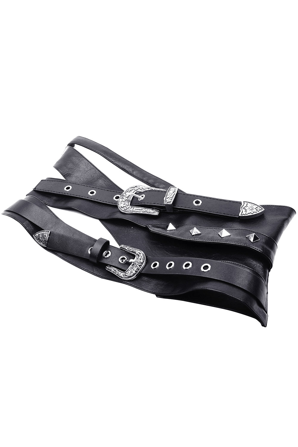 vegan leather waist belt with asymmetric straps