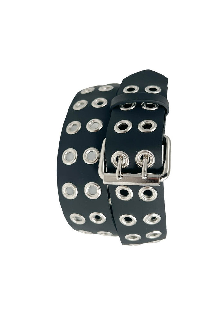 mens punk rock black leather belt