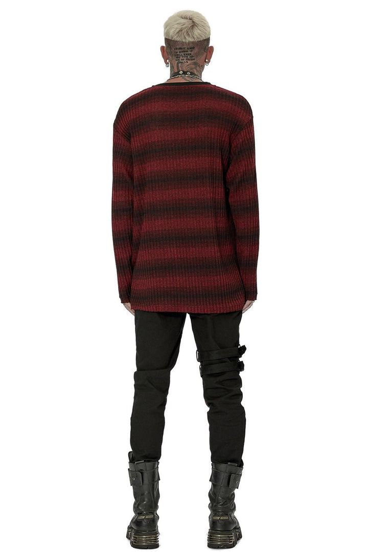 Grunge Blood Striped Sweater [Red/Black] - mens tops - VampireFreaks - Punk Rave