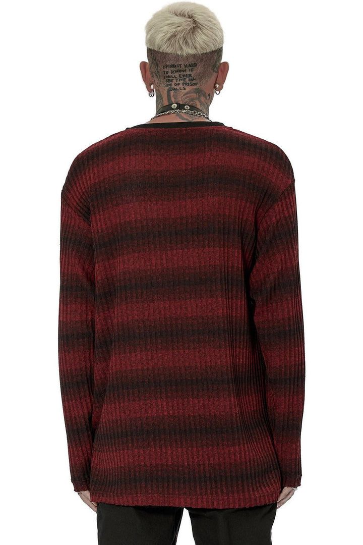 Grunge Blood Striped Sweater [Red/Black] - mens tops - VampireFreaks - Punk Rave