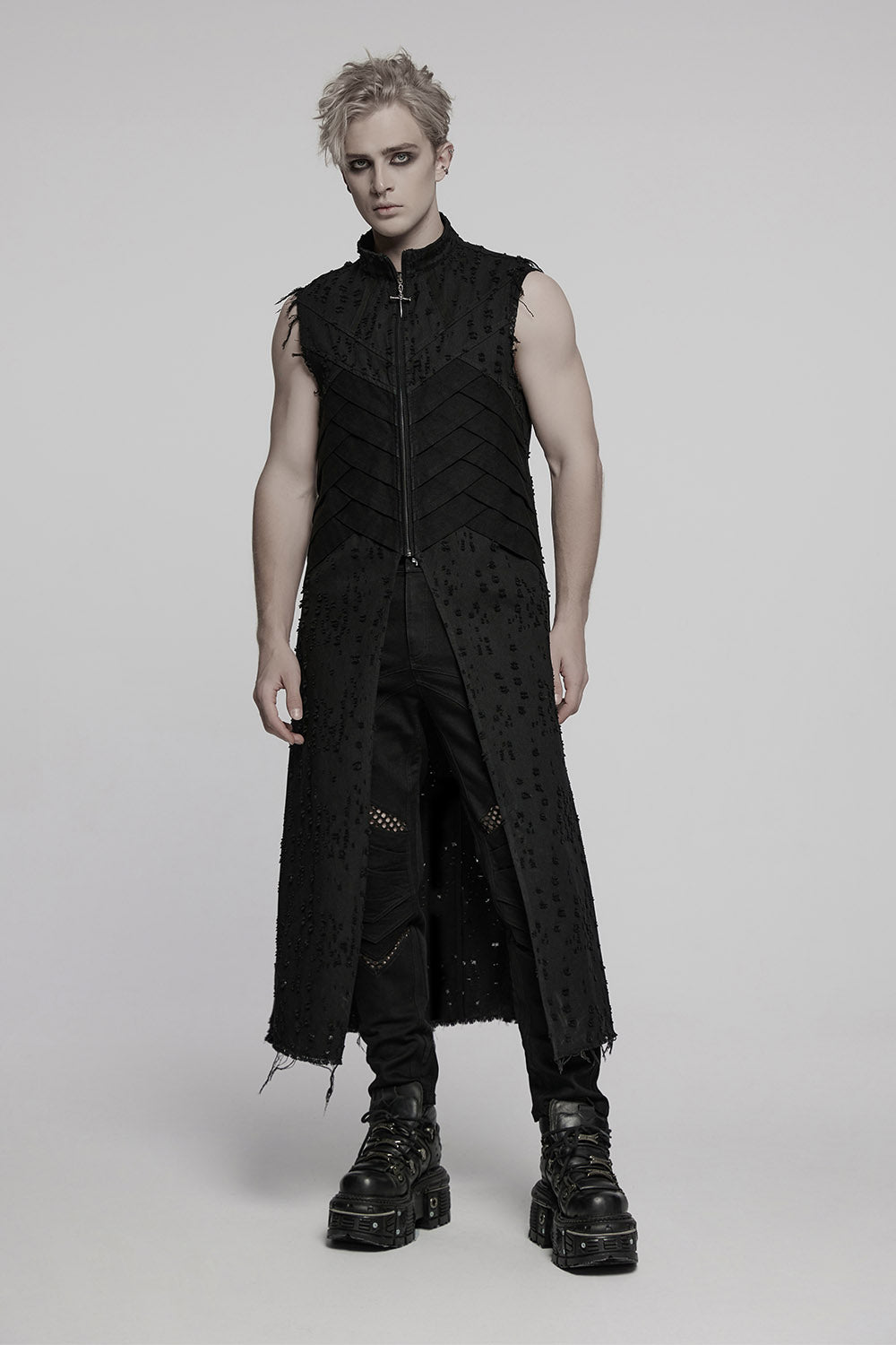 mens black shredded punk jacket 