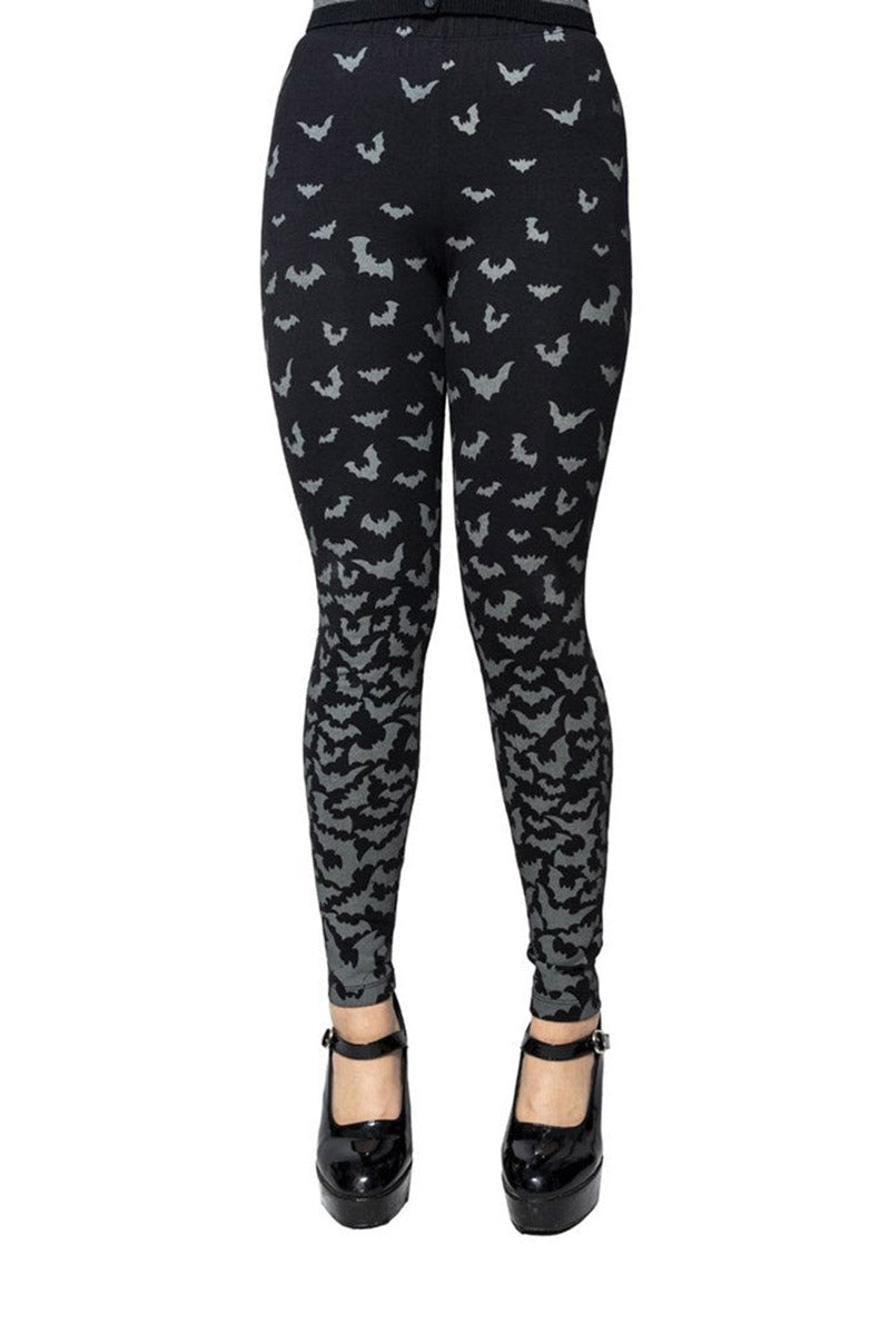 womens gothic bat pattern leggings